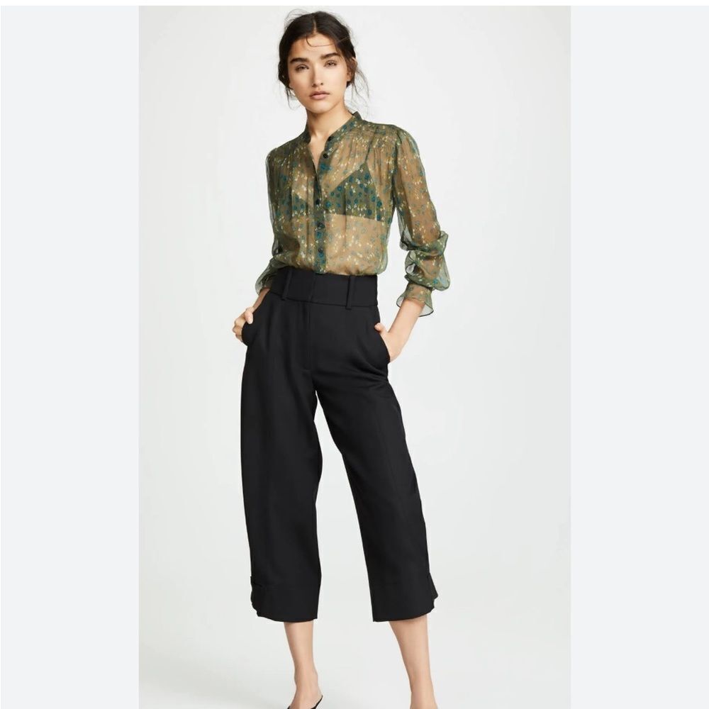 Rag & Bone Susan Blouse Olive Green Multi Size